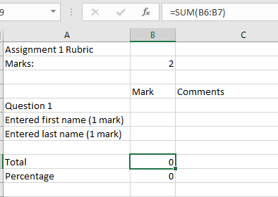 Contents of Sample Excel File