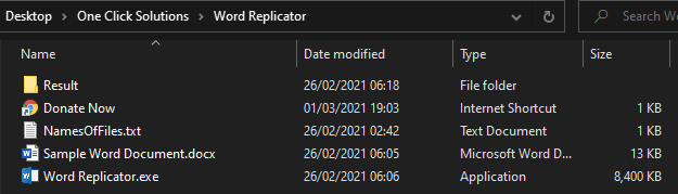 Files in the Word Replicator Folder