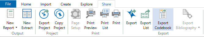 Exporting your codebook