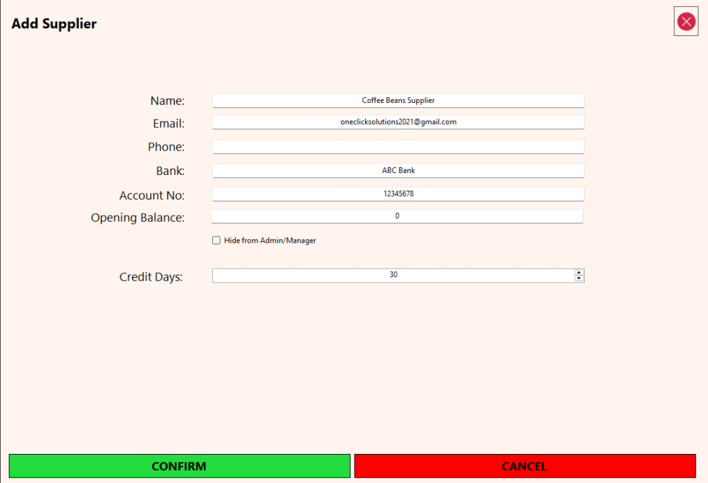 Supplier Module - Add a new supplier