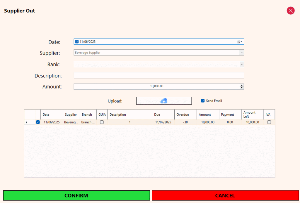 Supplier Module - Quick Payment using Supplier Out