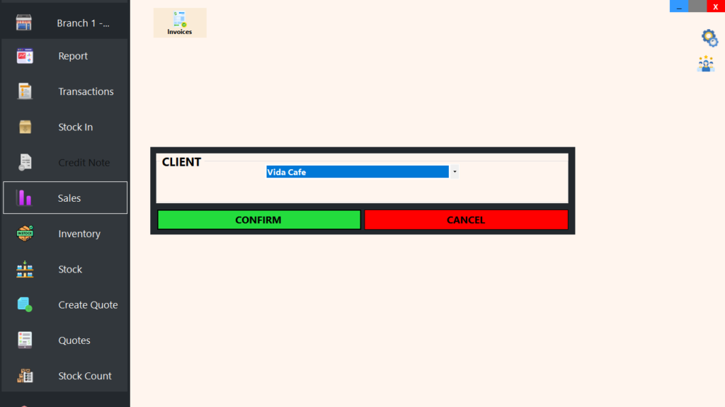 Credit Note: Select a Client