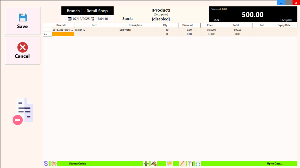 Credit Note: Add products to credit note.