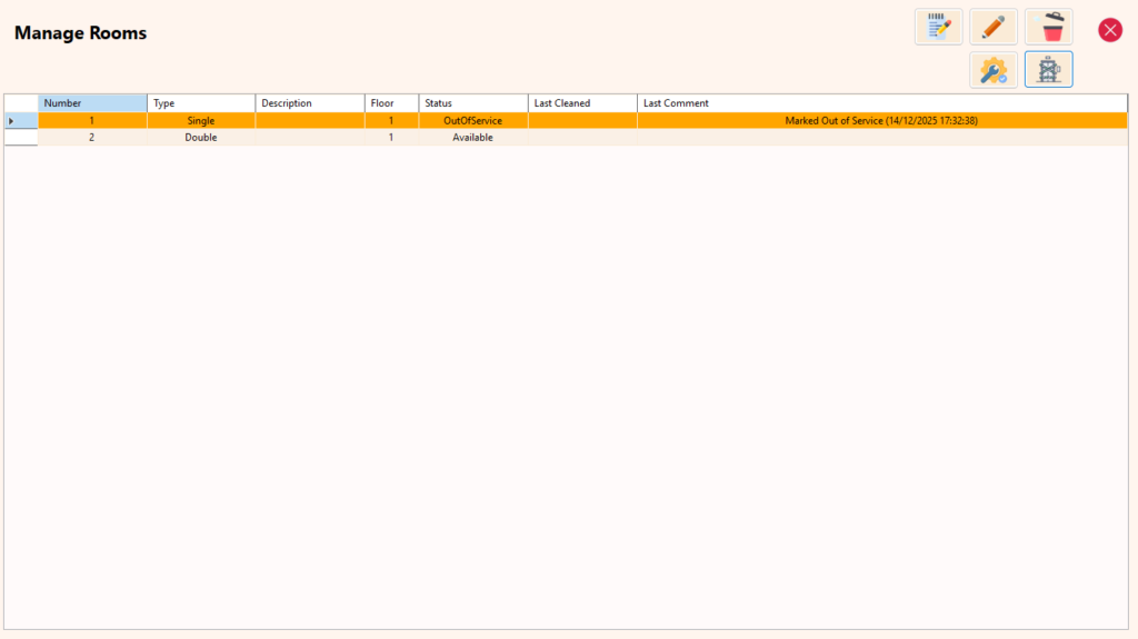 Mark as Out of Service