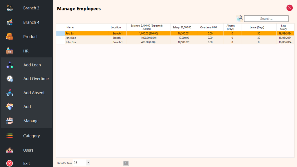 HR Module - Manage Employees