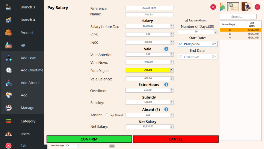 HR Module - Claim Leave