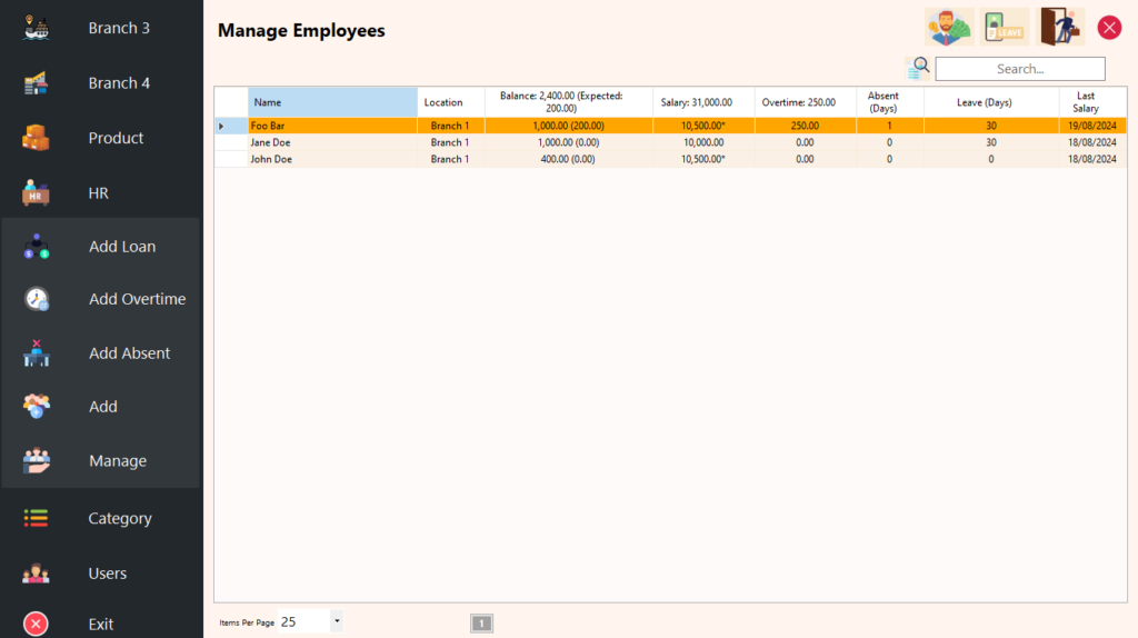 HR Module - Manage Employees