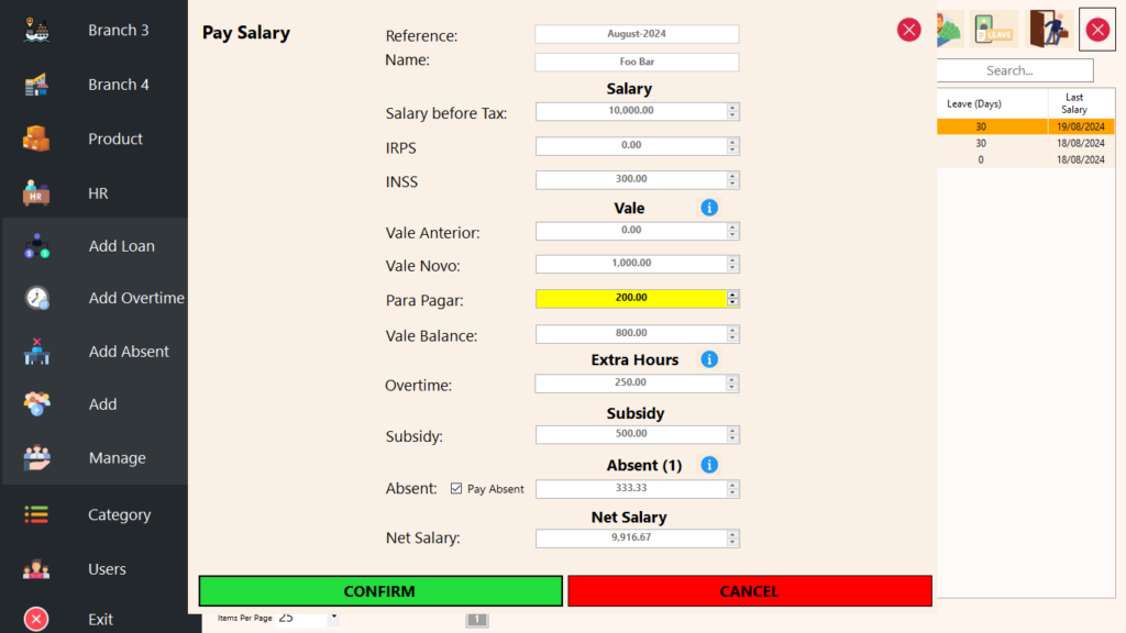 HR Module - Pay Salary