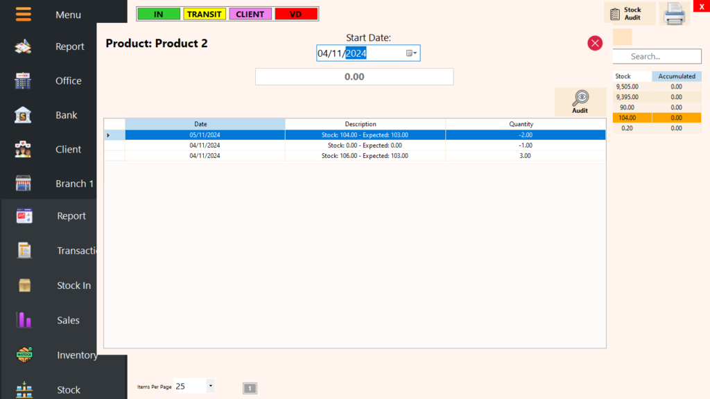 Stock Count - Accumulated Stock Counts