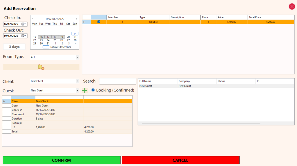 Add a Confirmed Reservation (Booking)