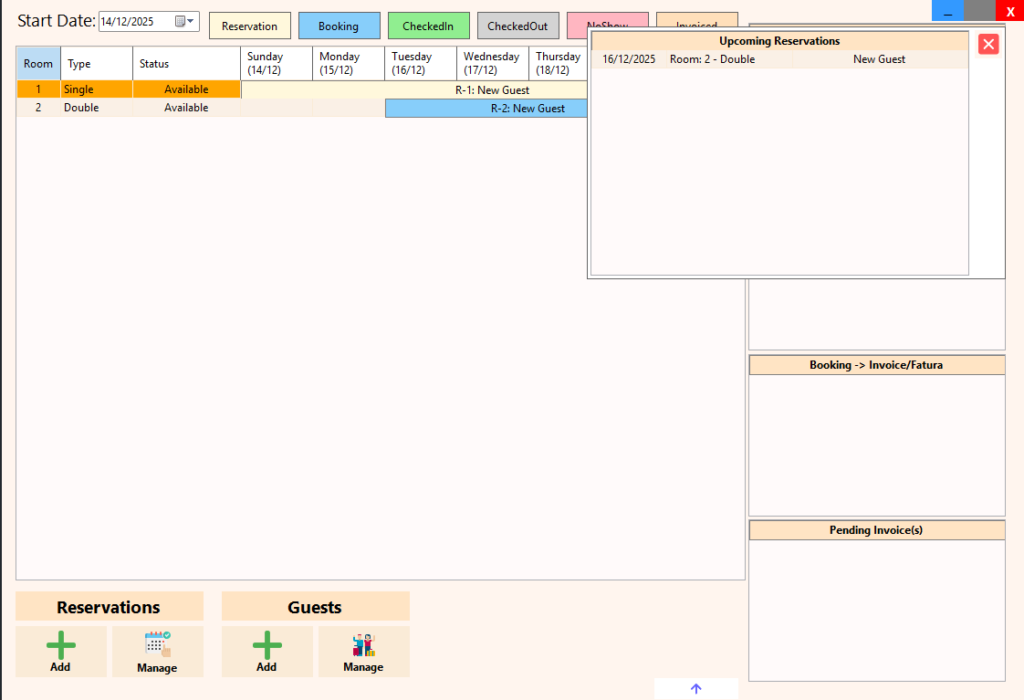 Upcoming Reservations