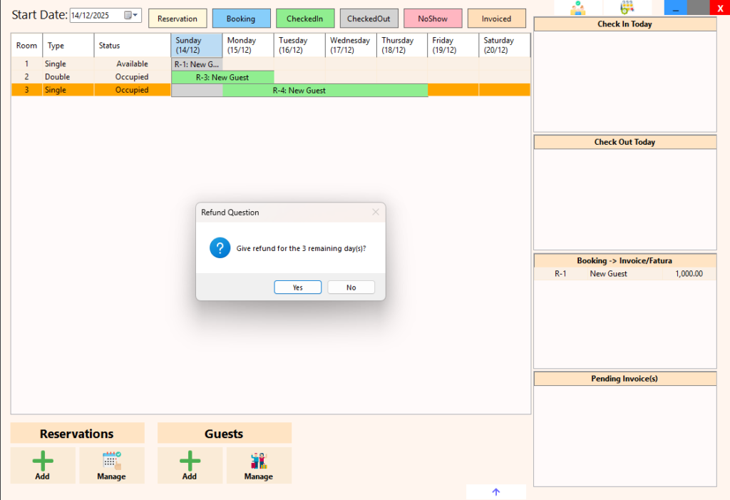 Option to refund remaining days