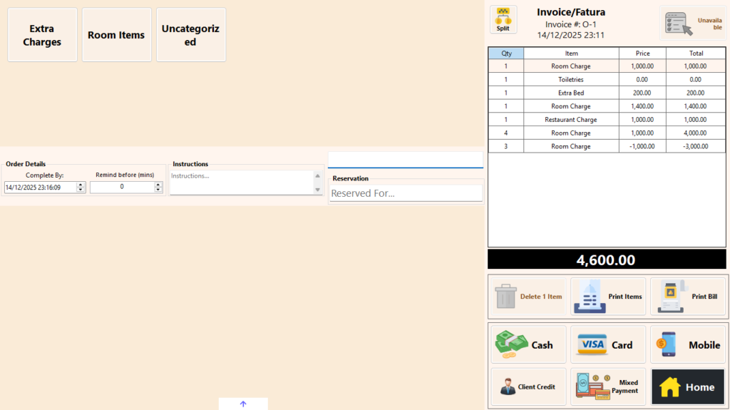 Invoice generated with combined bookings