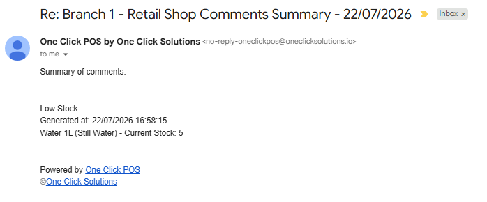 Low Stock Notification