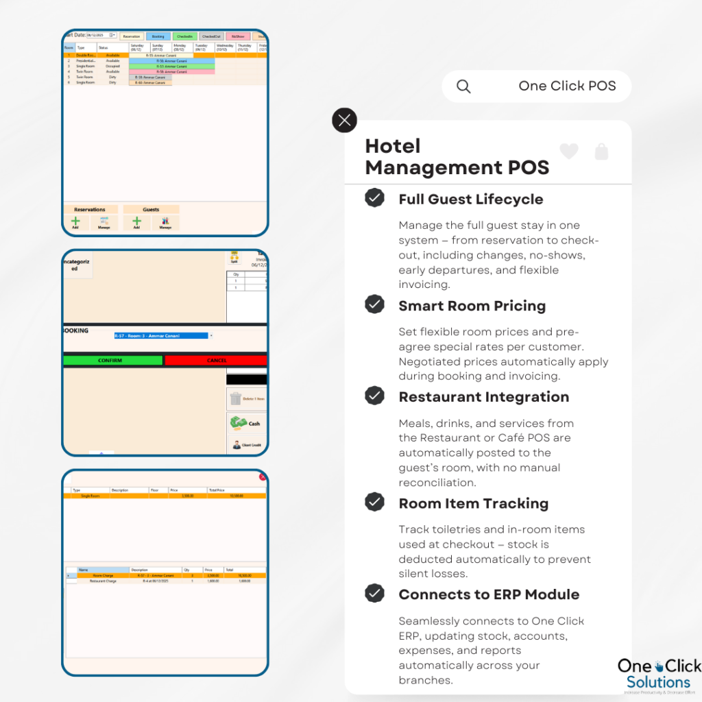 Property Management System (PMS) - Hotels, Motels & Conference Hall based POS
