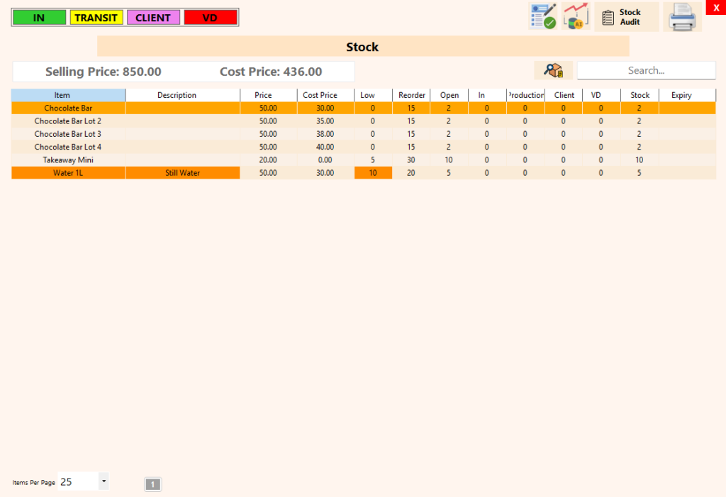Stock Thresholds - Set by customizing in stock sheet